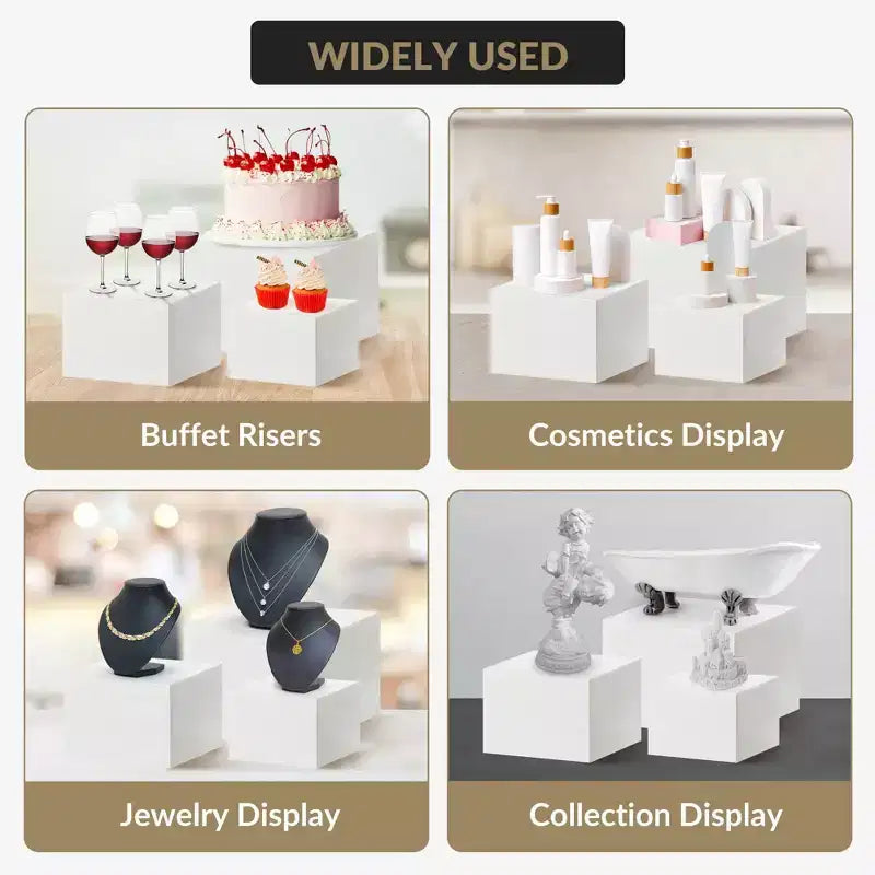 Versatile 6-Piece Display Riser Set Multi-Size Food Display Stands for Dessert Buffet Retail Events Styling