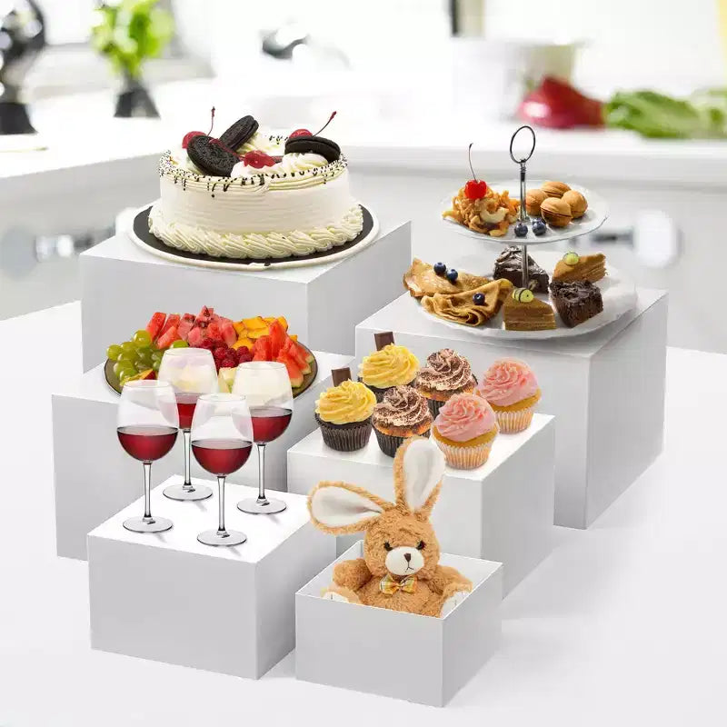 Versatile 6-Piece Display Riser Set Multi-Size Food Display Stands for Dessert Buffet Retail Events Styling