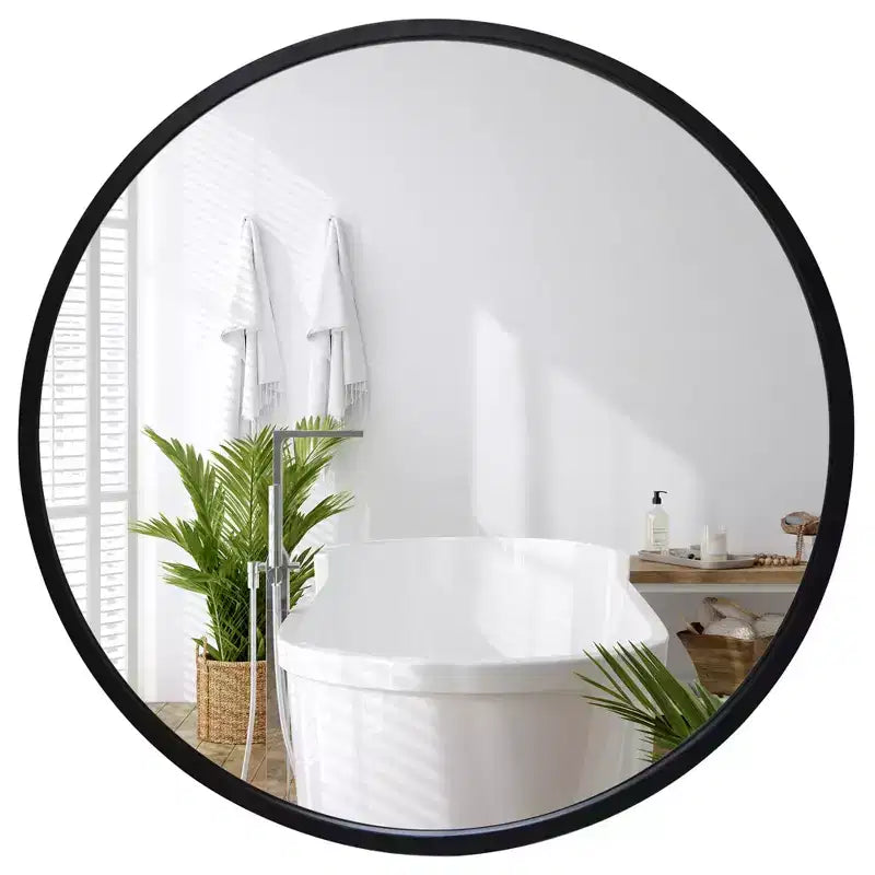 Americanflat 32 Round Mirror - Black - Premium Home Decor Style - Shatter-Resistant Glass - Elegant Modern Design - Durable Construction - Modern