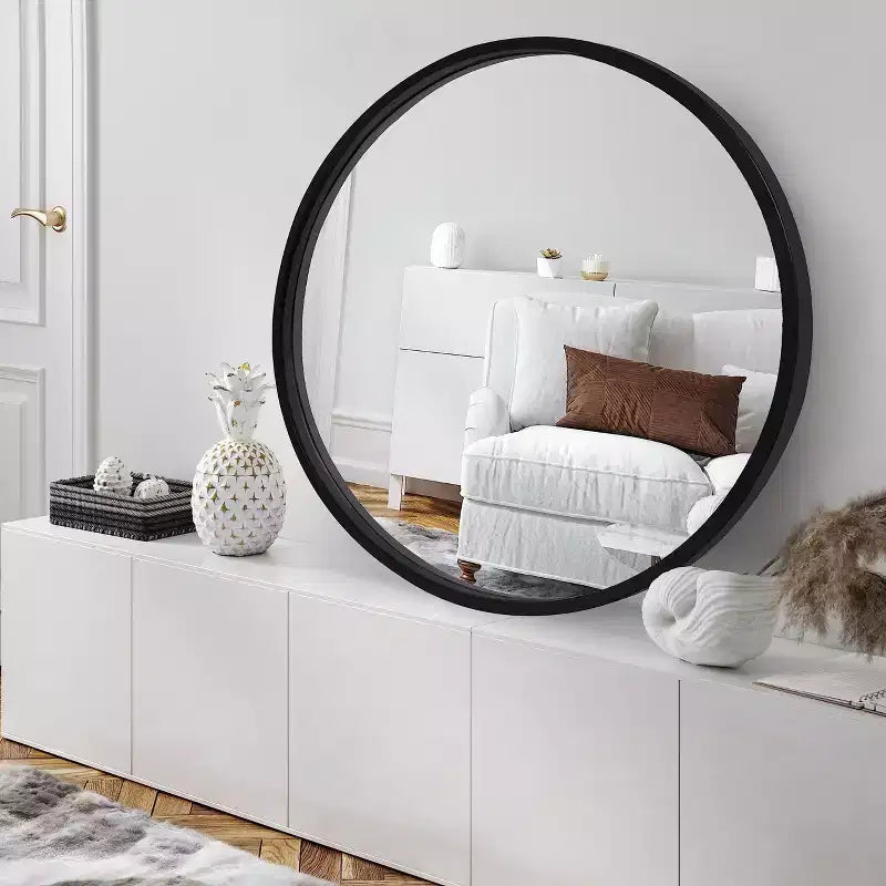 Americanflat 32 Round Mirror - Black - Premium Home Decor Style - Shatter-Resistant Glass - Elegant Modern Design - Durable Construction - Modern