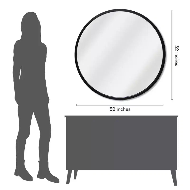 Americanflat 32 Round Mirror - Black - Premium Home Decor Style - Shatter-Resistant Glass - Elegant Modern Design - Durable Construction - Modern