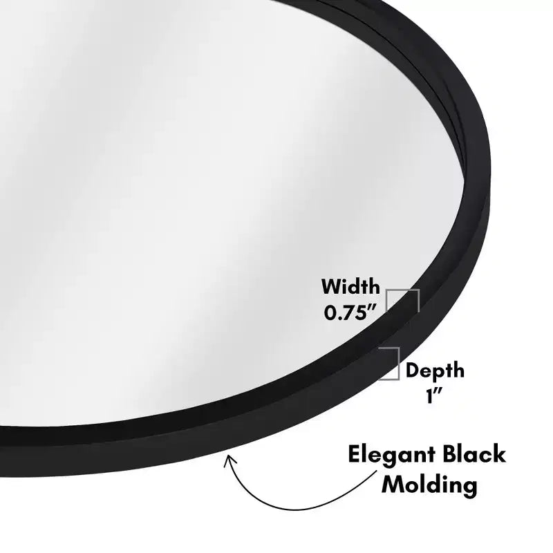 Americanflat 32 Round Mirror - Black - Premium Home Decor Style - Shatter-Resistant Glass - Elegant Modern Design - Durable Construction - Modern