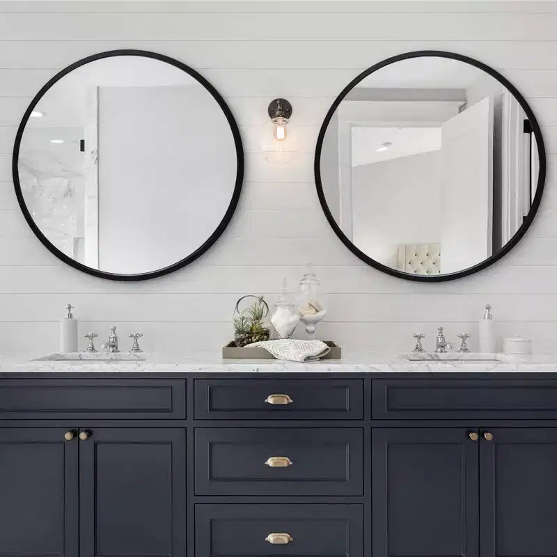 Americanflat 32 Round Mirror - Black - Premium Home Decor Style - Shatter-Resistant Glass - Elegant Modern Design - Durable Construction - Modern