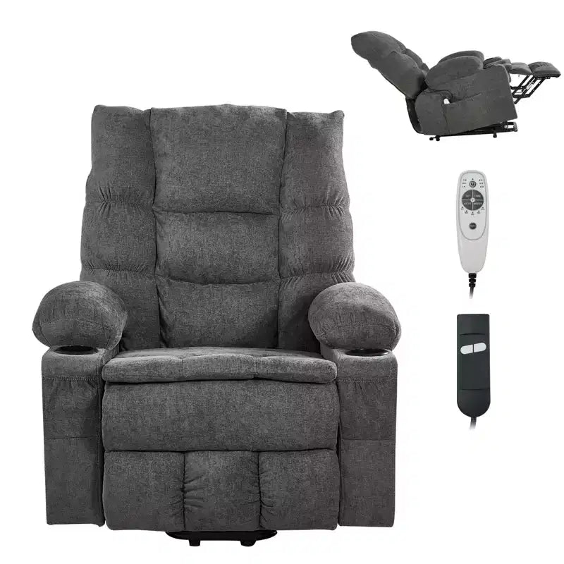 VEVOR Power Lift Recliner Chair, Large Electric Lift Chair with Heat and Massage, Infinite Position Adjustment, Chenille Fabric, Dark Gray