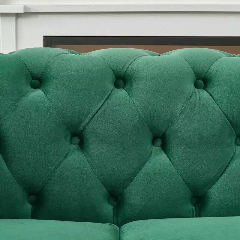 GDFStudio Jenifer Chesterfield Velvet Upholstered Sofa with Roll Armrest and Nailhead
