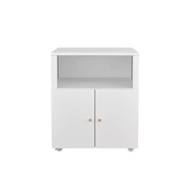 COZONY Metal Printer Cabinet with Wheels and Storage Shelf, 28.9 Rolling Printer Stand with Cabinet Storage for Home Office, White