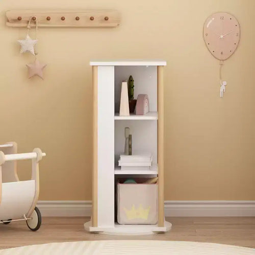 Bibliothèque rotative à 360° pour enfants avec tableau, étagère à livres rotative en bois à 3 niveaux et organiseur de jouets pour chambre de bébé et salle de jeux