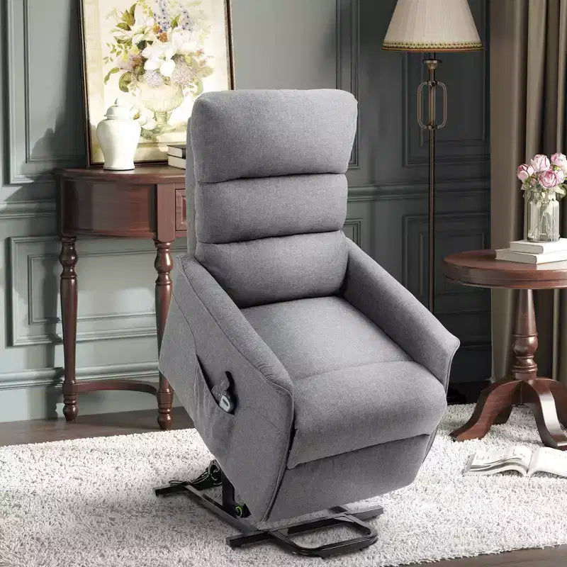 Power Lift Assist Recliner Chair for Elderly with Remote Control, Linen Fabric Upholstery