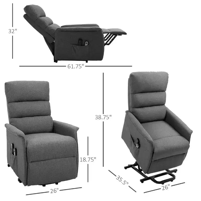 Power Lift Assist Recliner Chair for Elderly with Remote Control, Linen Fabric Upholstery
