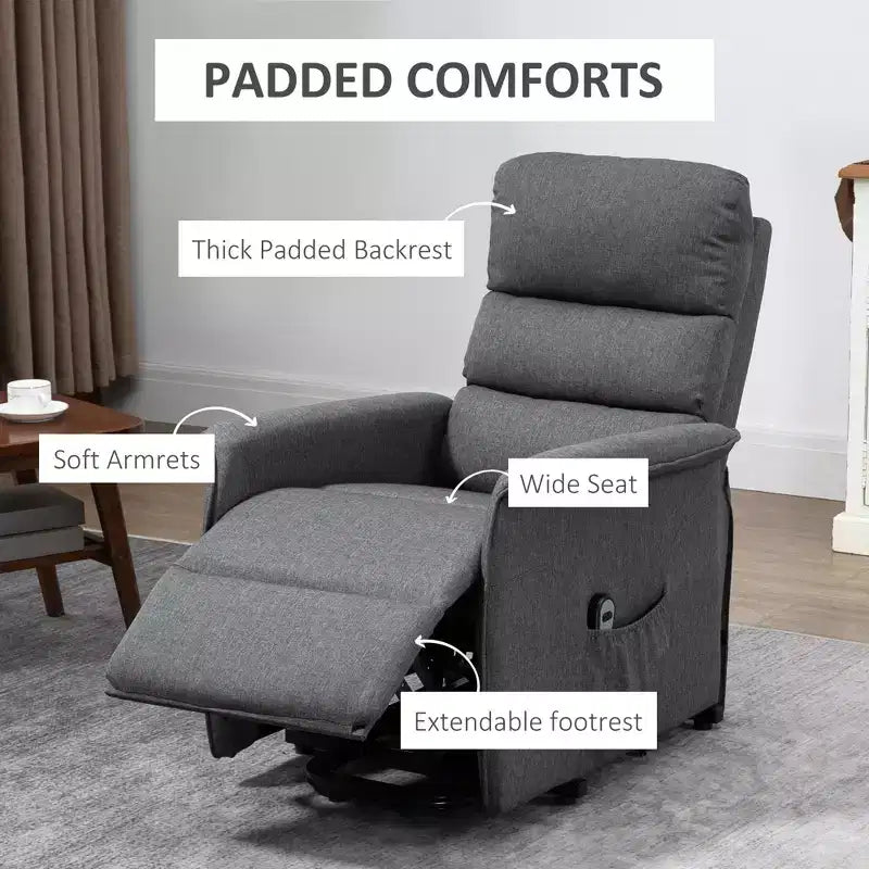 Power Lift Assist Recliner Chair for Elderly with Remote Control, Linen Fabric Upholstery