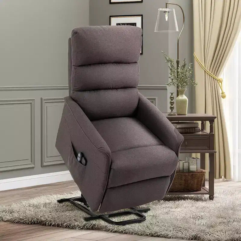 Power Lift Assist Recliner Chair for Elderly with Remote Control, Linen Fabric Upholstery