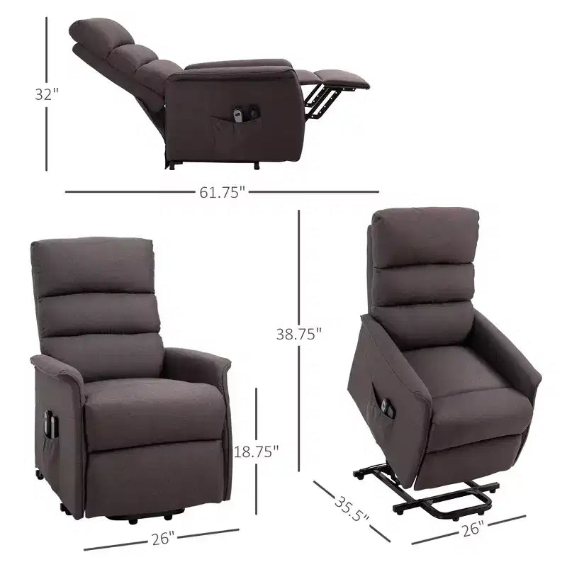 Power Lift Assist Recliner Chair for Elderly with Remote Control, Linen Fabric Upholstery
