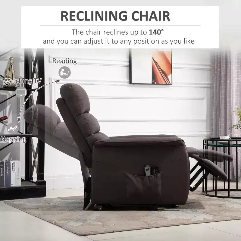 Power Lift Assist Recliner Chair for Elderly with Remote Control, Linen Fabric Upholstery