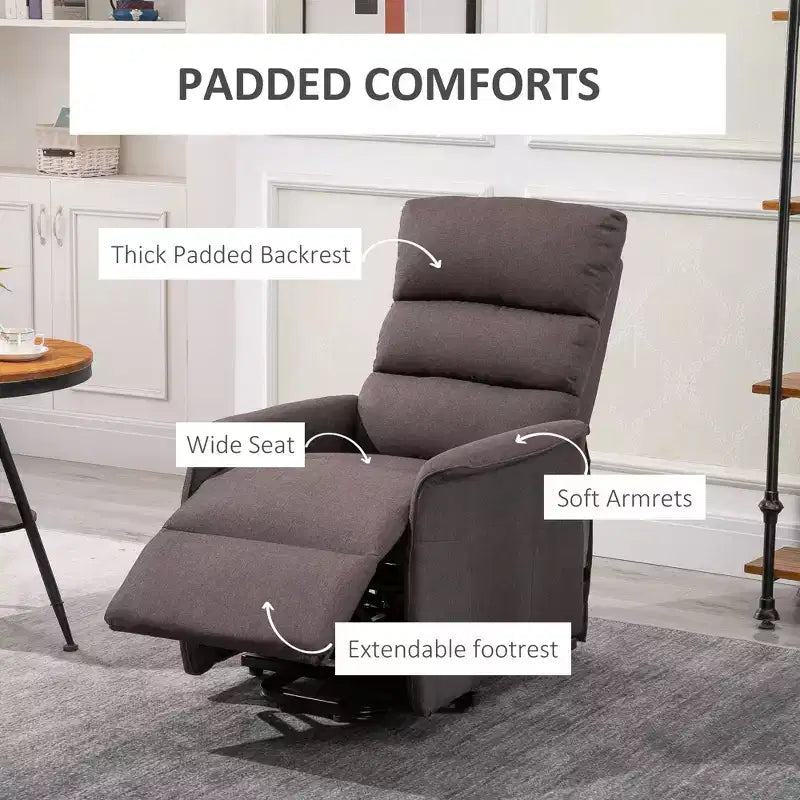Power Lift Assist Recliner Chair for Elderly with Remote Control, Linen Fabric Upholstery