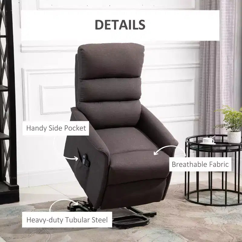 Power Lift Assist Recliner Chair for Elderly with Remote Control, Linen Fabric Upholstery