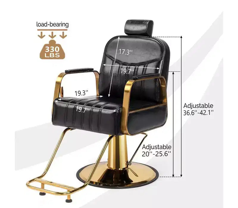 Karl Home All Purpose Heavy Duty Reclining Hair Salon Chair with Headrest
