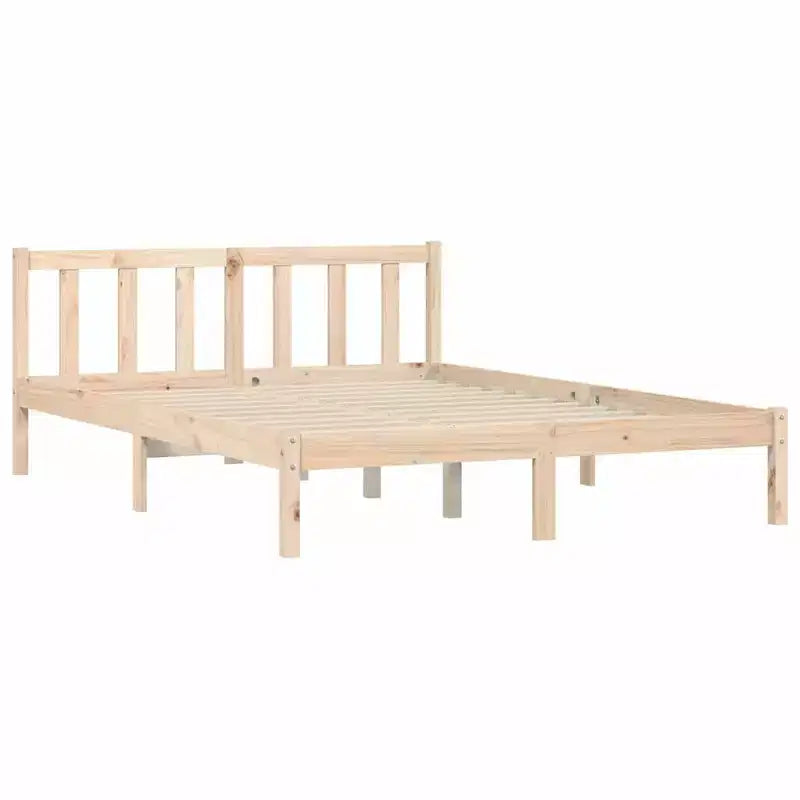 vidaXL Bed Frame Natural 53.94 x 74.80 in Solid Pine Wood