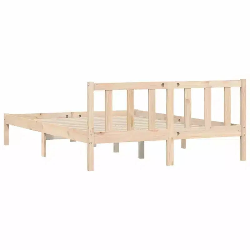 vidaXL Bed Frame Natural 53.94 x 74.80 in Solid Pine Wood