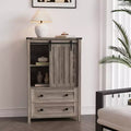 Farmhouse Chest of Drawer, Sliding Barn Door, Adjustable Shelf, Wood Storage Organizer, for Bedroom, Living Room