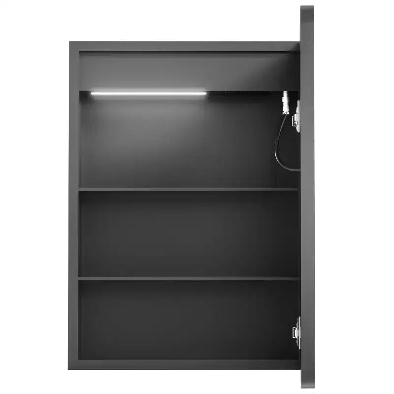 FAMYYT 20 in. W x 28 in. H Rectangular Iron Medicine Cabinet with Mirror, Dimmable LED Light, Anti-Fog and Outlets - Fully Assembled
