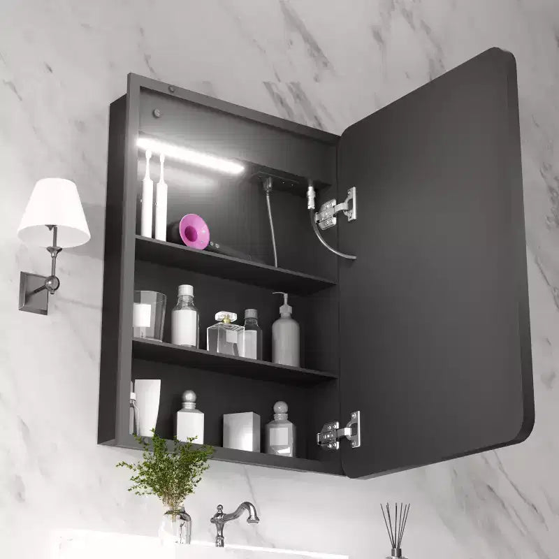 FAMYYT 20 in. W x 28 in. H Rectangular Iron Medicine Cabinet with Mirror, Dimmable LED Light, Anti-Fog and Outlets - Fully Assembled