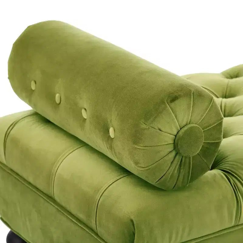 Whisen End of Bed Bench, Velvet Upholstered Tufted Bench Bedroom Bench Ottoman Footstool, Entryway Closet Bench with 2 Detachable Pillows