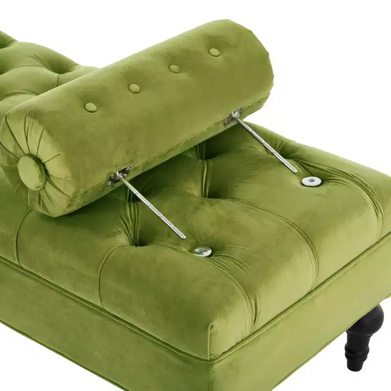 Whisen End of Bed Bench, Velvet Upholstered Tufted Bench Bedroom Bench Ottoman Footstool, Entryway Closet Bench with 2 Detachable Pillows