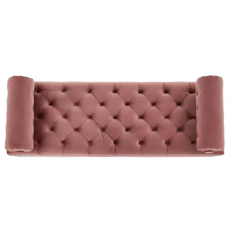 Whisen End of Bed Bench, Velvet Upholstered Tufted Bench Bedroom Bench Ottoman Footstool, Entryway Closet Bench with 2 Detachable Pillows