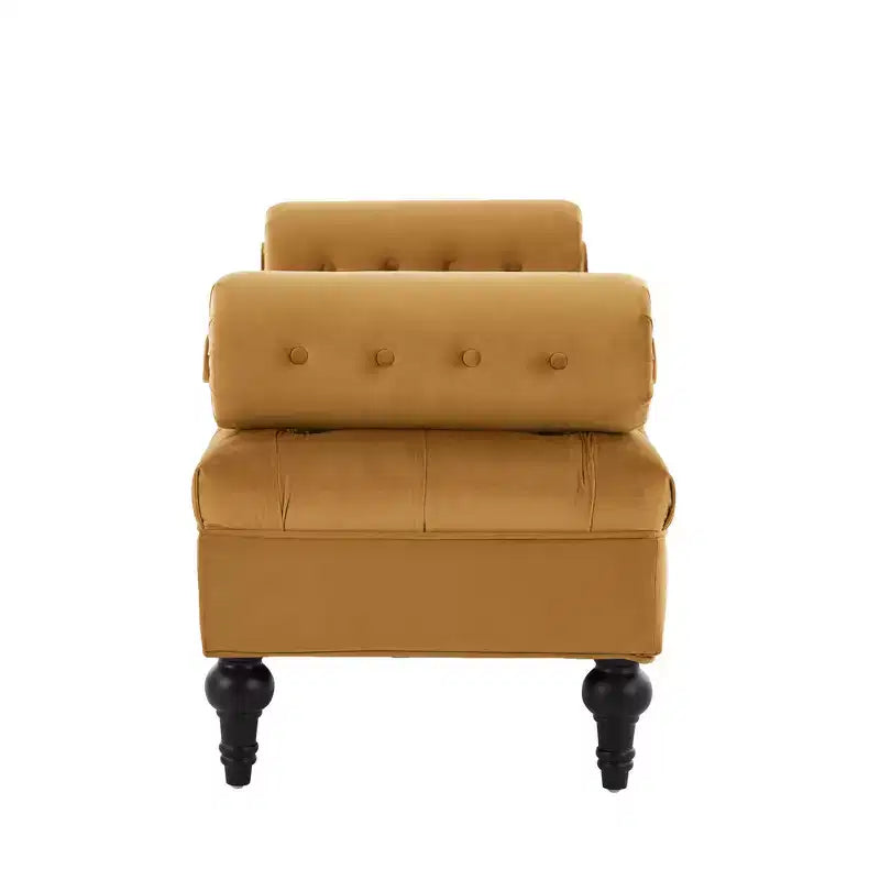 Whisen End of Bed Bench, Velvet Upholstered Tufted Bench Bedroom Bench Ottoman Footstool, Entryway Closet Bench with 2 Detachable Pillows