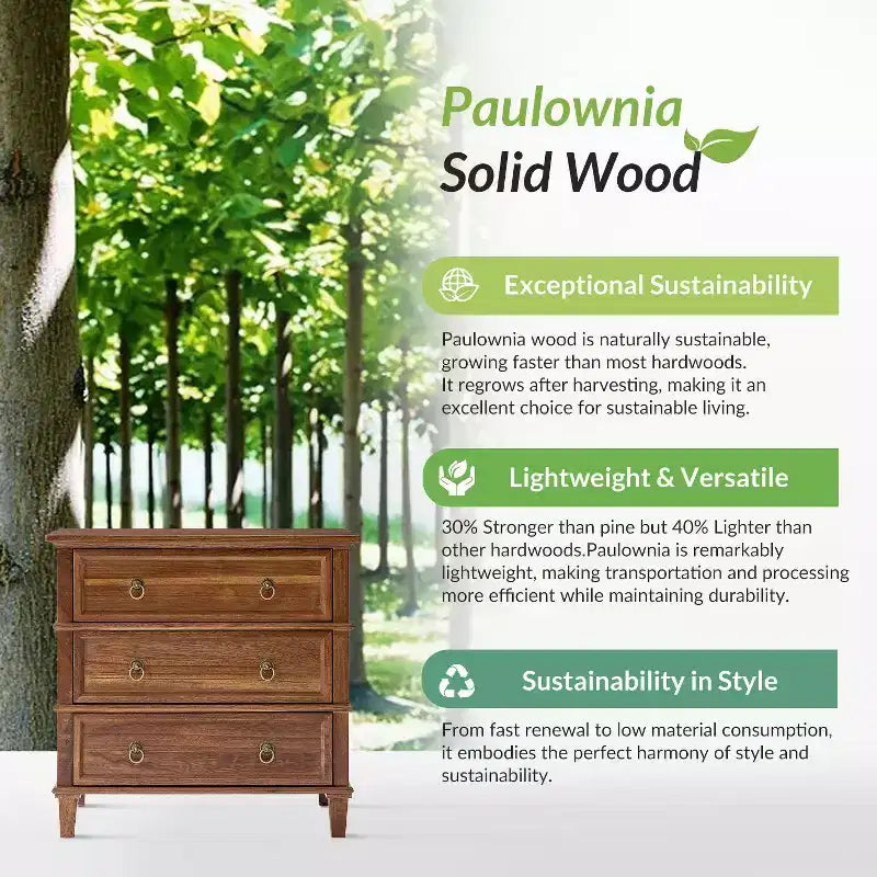 Helena 28W 3-Drawer Solid Wood End Table Set of 2 with Built-in Charging Station|HULALA HOME