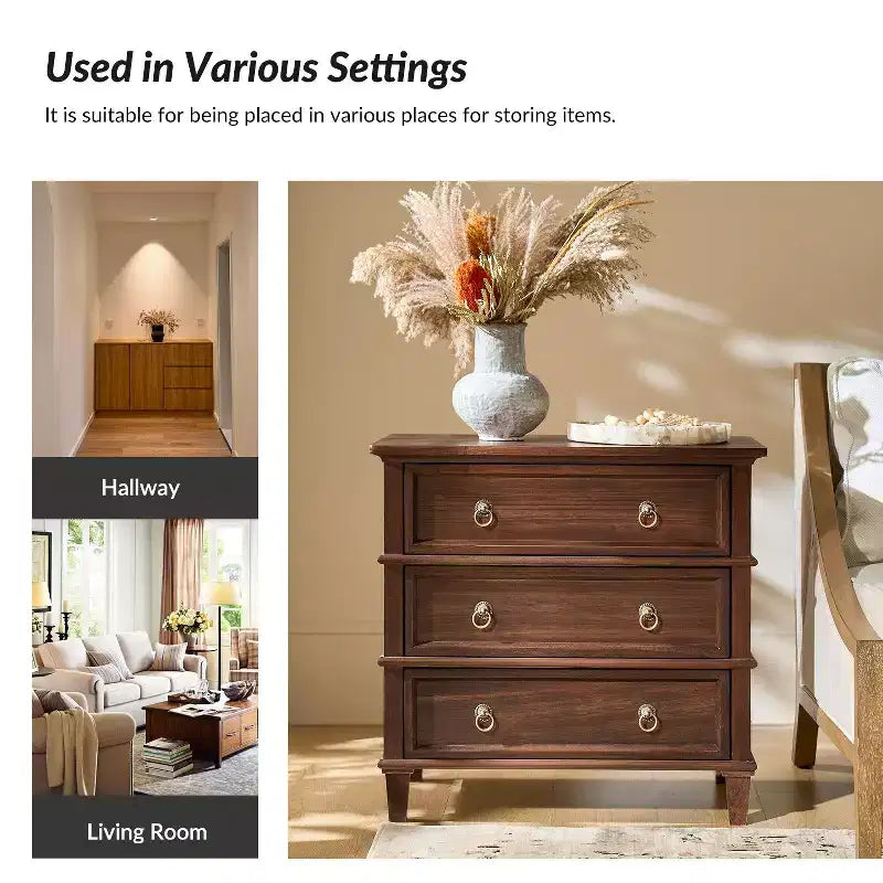 Helena 28W 3-Drawer Solid Wood End Table Set of 2 with Built-in Charging Station|HULALA HOME