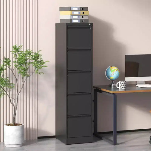 5 Drawer Metal Vertical File Cabinet with Lock Office Home Steel Vertical File Cabinet