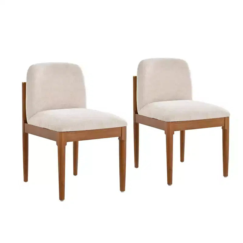 Set of 2 Modern Dining Chairs, Kitchen Chairs with Woven Rope Backrest & Solid Rubberwood Legs, Walnut Finish - ModernLuxe