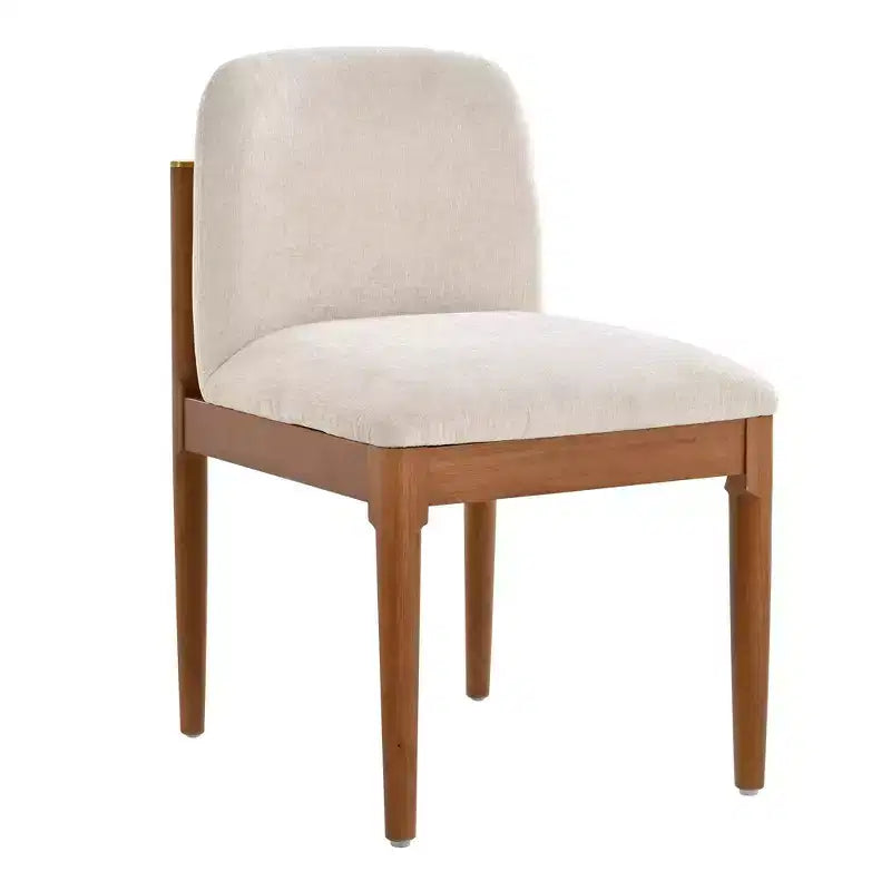 Set of 2 Modern Dining Chairs, Kitchen Chairs with Woven Rope Backrest & Solid Rubberwood Legs, Walnut Finish - ModernLuxe