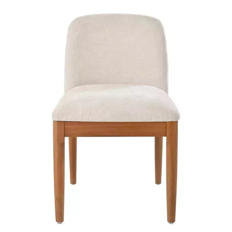 Set of 2 Modern Dining Chairs, Kitchen Chairs with Woven Rope Backrest & Solid Rubberwood Legs, Walnut Finish - ModernLuxe