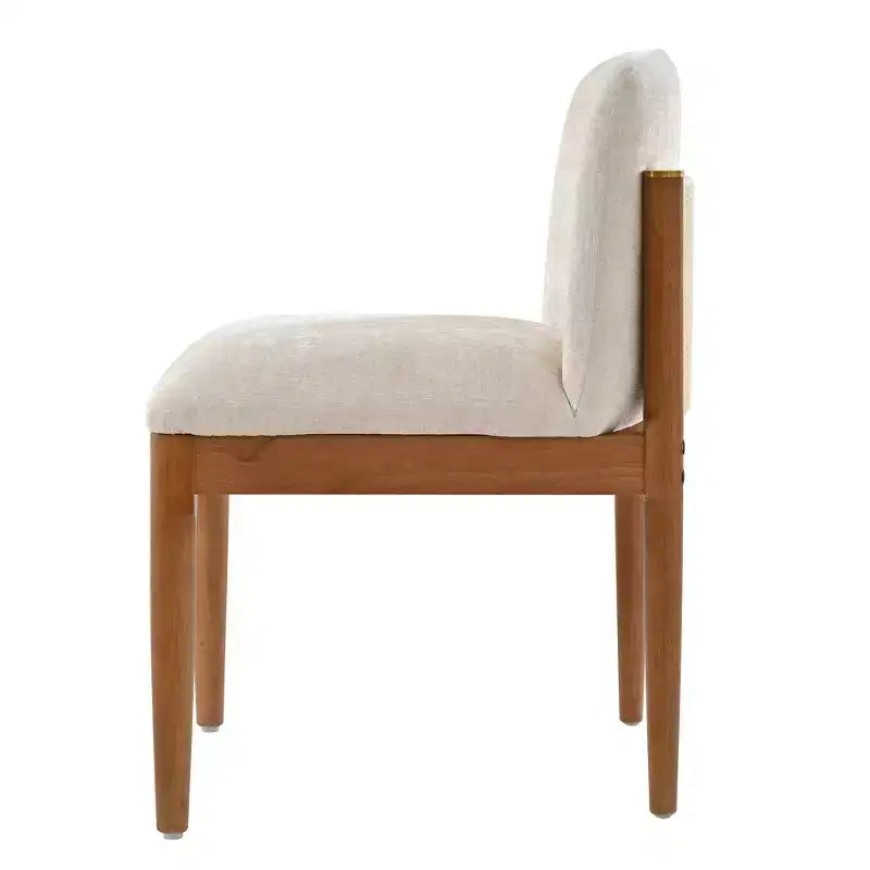 Set of 2 Modern Dining Chairs, Kitchen Chairs with Woven Rope Backrest & Solid Rubberwood Legs, Walnut Finish - ModernLuxe