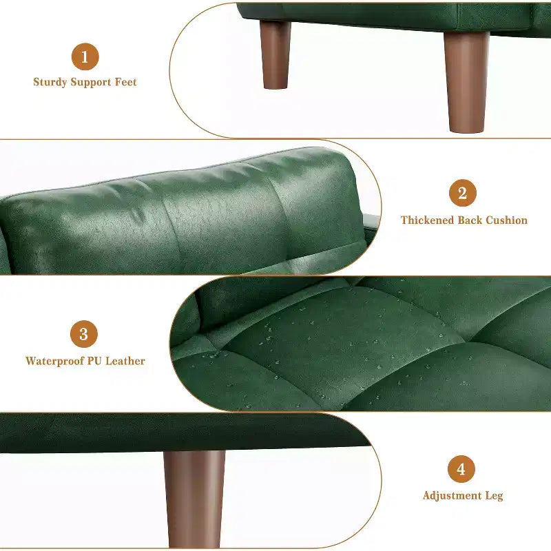 83in Modern Faux Leather 3-Seater Sofa, Deep Seating Couch with Wide Arms, Back Cushions and 2 Pillows for Living Room and Office