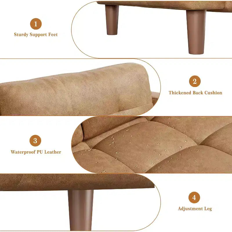 83in Modern Faux Leather 3-Seater Sofa, Deep Seating Couch with Wide Arms, Back Cushions and 2 Pillows for Living Room and Office