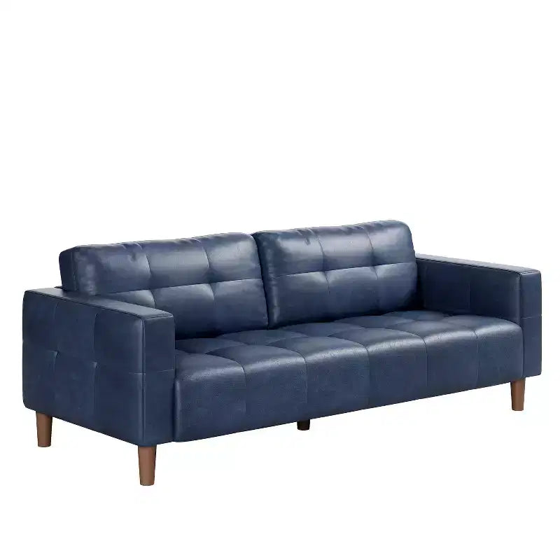 83in Modern Faux Leather 3-Seater Sofa, Deep Seating Couch with Wide Arms, Back Cushions and 2 Pillows for Living Room and Office