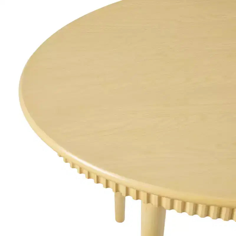 52 Modern Fluted Easy Assembly Oval Solid Oak Wood Dining Table for 4
