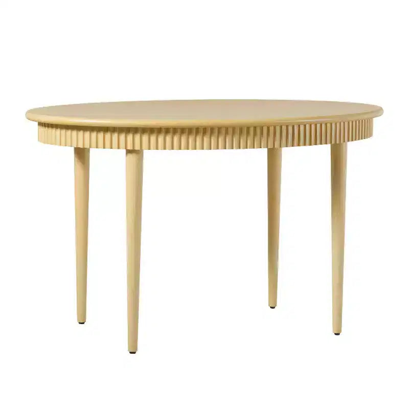 52 Modern Fluted Easy Assembly Oval Solid Oak Wood Dining Table for 4
