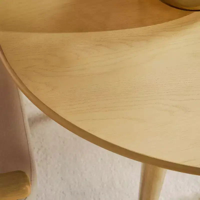 52 Modern Fluted Easy Assembly Oval Solid Oak Wood Dining Table for 4