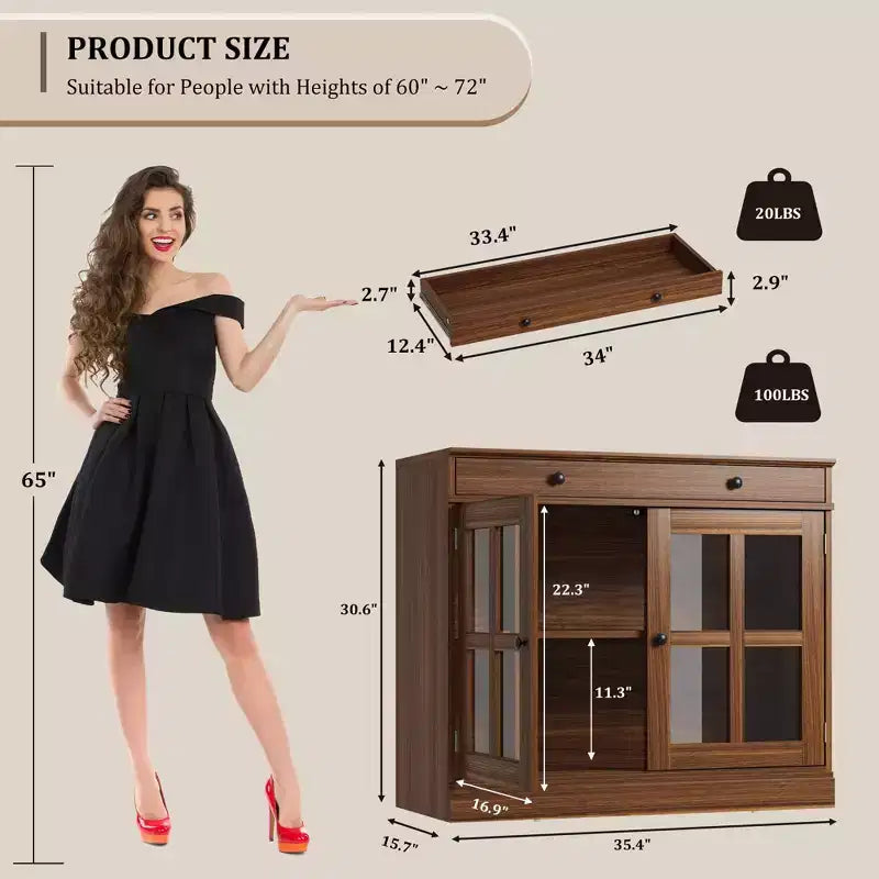 Kitchen Storage Cabinet, Buffet Cabinet with Storage, Modern Coffee Bar Cabinet, for Dining Room, Kitchen