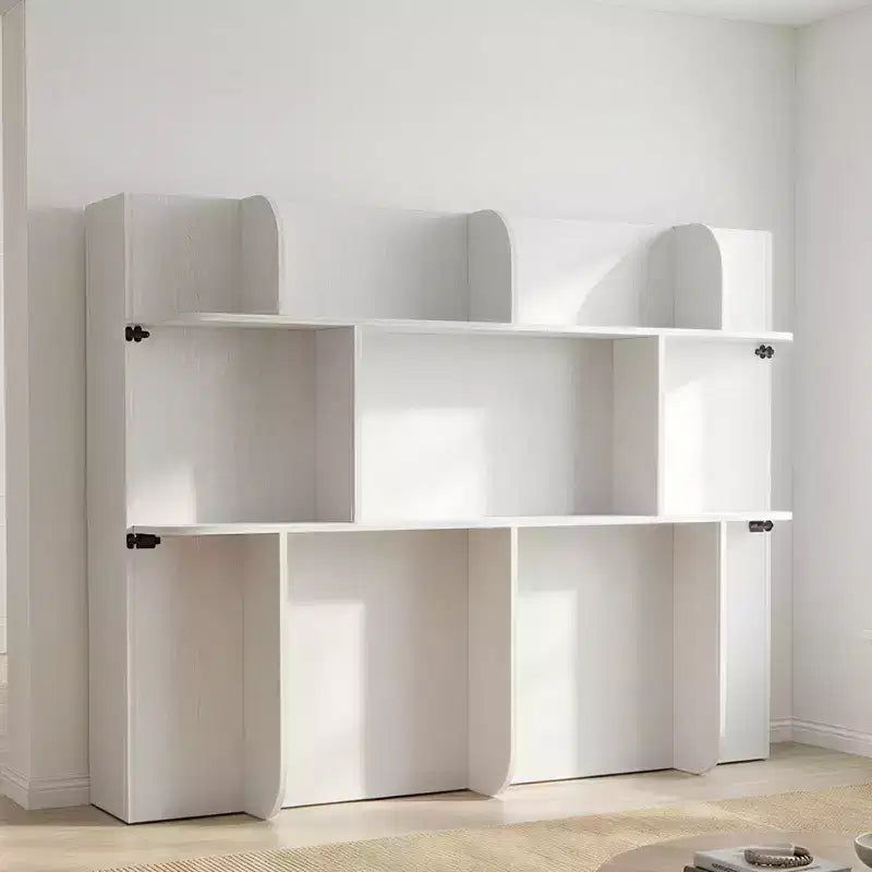Mjkone 2-in-1 Invisible Murphy Bed with Shelf Storage, Queen Size, Natural Wood (Mattress Not Included)