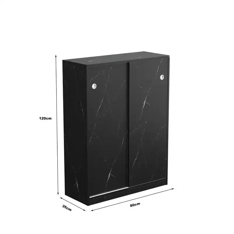 Marble Black Shoe Cabinet With Sliding Door With 6 Tiers Can Hold At Least 30 Pairs Shoes