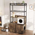 Multi-Functional Cat Litter Box Enclosure with Storage Rack, Hidden Cat Furniture, Modern Indoor Cat House, for Living Room, Home