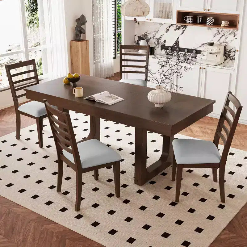 Ensemble de salle à manger extensible 5 pièces GDFStudio Gomez avec rallonge de 45 cm