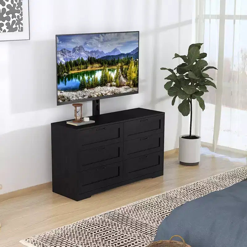 TV Stand with Mount and 6 Drawers. Entertainment Center for 32-80 Inch . Height Adjustable Media Console for Bedroom & Living Room