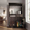 Famapy Kitchen Bar Cabinet,Compact Wine Fridge with Tempered Glass Door,Built-in LED,Temperature Control,Ideal for Kitchen Counter & Home Bar