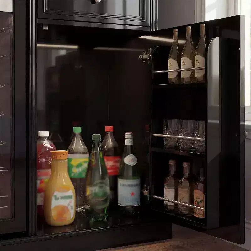 Famapy Kitchen Bar Cabinet,Compact Wine Fridge with Tempered Glass Door,Built-in LED,Temperature Control,Ideal for Kitchen Counter & Home Bar